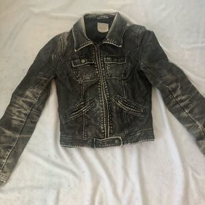 Distressed "leather" jacket